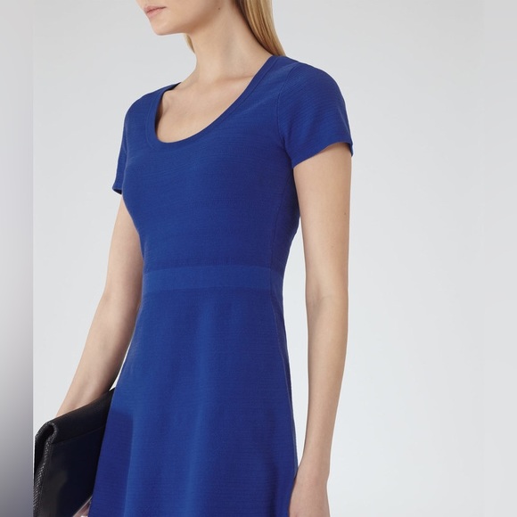 Reiss Hallie Ribbed Fit And Flare Blue Dress - Picture 4 of 13